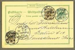 SOUTH WEST AFRICA 1898 (15 Jun) Uprated Privately Printed 5pf PPC To Berlin With Two Additional 3pf Diagonal Opt Stamps, - Other & Unclassified