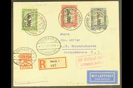 1929 COVER TO BERLIN 1929 (11 Jul) Registered Air Cover Bearing 1929 Philatelic Exhib Complete Set (Michel 217/219) Tied - Andere & Zonder Classificatie