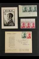 1953 ROBERT EMMET DISPLAY GROUP. The Issued Set (SG 156/57) In Never Hinged Mint Marginal Strips Of Three; The Set On An - Autres & Non Classés