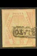 NAPLES 1858 10g Rose, Imperf, SG 5A, Good To Fine Used, Margins Cut Clear Of Design, Good Looker. For More Images, Pleas - Non Classés
