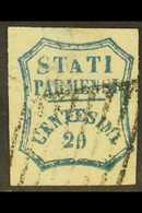 PARMA 1859 20c Blue Provisional Govt, Variety "short A In STATI" (Pos. 37), Sass 15e, Used, Small Thins. Cat Sass €450   - Unclassified