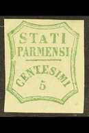 PARMA 1859 5c Blue Green, Provisional Govt, Variety "Short A", Sass 12b, Very Fine Mint, Large Part Og. Some Offsett On  - Unclassified