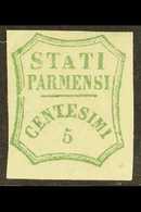 PARMA 1859 5c Blue Green, Provisional Govt, Variety "Short A", Sass 12b, Very Fine Mint, Large Part Og. Some Offsett On  - Sin Clasificación