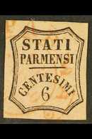 PARMA NEWSPAPER STAMPS 1853 6c Black On Rose, Sass1, Superb Used With Red Parma Dated Cancel. For More Images, Please Vi - Non Classés