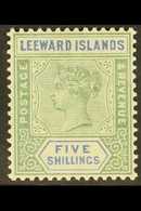 1890 5s Green & Blue, SG 8, Very Fine Mint, Very Fresh. For More Images, Please Visit Http://www.sandafayre.com/itemdeta - Leeward  Islands