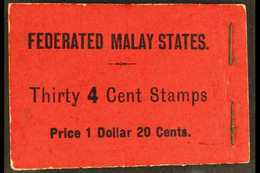 FEDERATED MALAY STATES 1927-30 $1.20 BOOKLET Black On Red Cover, SG SB13, One Pane With A Stamp Replaced (sympatheticall - Sonstige & Ohne Zuordnung