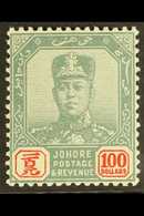 JOHORE 1904 $100 Green And Scarlet, Sultan Sir Ibrahim, SG 77, Superb Never Hinged Mint.  For More Images, Please Visit  - Other & Unclassified