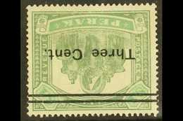 PERAK 1900 3c On $1 Green & Pale Green Surcharge WATERMARK INVERTED Variety, SG 86w, Mint With Traces Of Gum, Thin, Very - Autres & Non Classés
