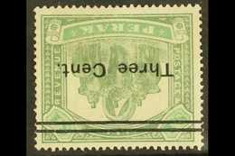 PERAK 1900 3c On $1 Green & Pale Green Surcharge WATERMARK INVERTED Variety, SG 86w, Mint With Traces Of Gum, Thin, Very - Sonstige & Ohne Zuordnung