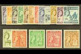 1956-58 Complete Definitive Set, SG 266/283, Never Hinged Mint. (17 Stamps) For More Images, Please Visit Http://www.san - Malta (...-1964)