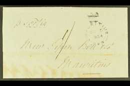 1854 "SUGAR" ENTIRE 1854 (5 OCT) Local Stampless Entire Letter With Manuscript "1/" Rate And With "MAURITIUS / OC 5 1854 - Maurice (...-1967)