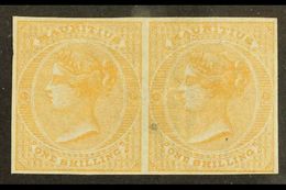 1862 1s Buff No Watermark, SG 52, IMPERF PROOF PAIR On Ungummed Paper, Small Blemish On One Stamp. For More Images, Plea - Mauritius (...-1967)