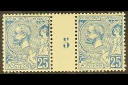 1901-21 Prince Albert 25c Blue (Maury & Yvert 25, SG 26), Number "5" MILLESIME GUTTER PAIR, Very Fine Never Hinged Mint. - Other & Unclassified