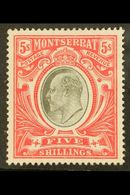 1903 KEVII 5s Black And Scarlet, Wmk Crown CC, SG 23, Very Fine Lightly Hinged Mint. For More Images, Please Visit Http: - Montserrat