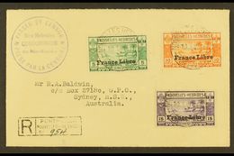 FRENCH 1941 (10 June) Registered Censored Cover To Australia Bearing 1941 5c, 10c & 15c "France Libre" Overprints (SG F5 - Altri & Non Classificati