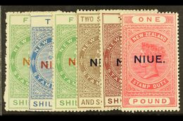 1918 - 29 POSTAL FISCALS Complete Set To £1 Including Perf 14 5s Yellow Green, The £1 On Cowan Paper, SG 32/6, 37c, All  - Niue