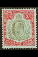 1908-11 2s6d Brownish Black & Carmine Red/blue, SG 78, Fine Mint For More Images, Please Visit Http://www.sandafayre.com - Nyasaland (1907-1953)