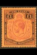 1913-21 £1 Purple And Black On Red, SG 98, Very Fine Mint.  For More Images, Please Visit Http://www.sandafayre.com/item - Nyasaland (1907-1953)