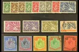 1938-44 Complete Definitive Set, SG 130/143, Very Fine Used. (18 Stamps) For More Images, Please Visit Http://www.sandaf - Nyasaland (1907-1953)