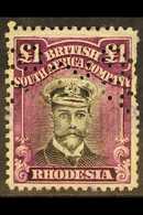 1913-19 £1 Black & Deep Purple, Die III, Perf.14, SG 279, Fiscally Used With Perfin. For More Images, Please Visit Http: - Other & Unclassified