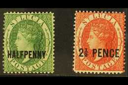 1881 ½d Green And 2½d Brown-red Surcharges, SG 23/24, Fine Mint. (2 Stamps) For More Images, Please Visit Http://www.san - St.Lucia (...-1978)