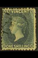 1862-68 1s Slate-grey Perf 11 To 12½, SG 8, Used, Light Wrinkle & Small Thin, Usual Rough Perfs, Cat £900. For More Imag - St.Vincent (...-1979)
