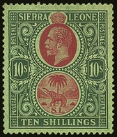 1921-27 10s Red & Green/green, Wmk Mult Script CA, SG 142, Very Fine Mint For More Images, Please Visit Http://www.sanda - Sierra Leone (...-1960)