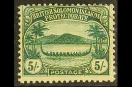 1908-11 5s Green/yellow "Canoe", SG 17, Fine Used For More Images, Please Visit Http://www.sandafayre.com/itemdetails.as - Islas Salomón (...-1978)