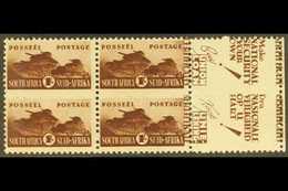 1942-4 1s Brown, Bantam War Effort, Right Marginal Block Of 4 (2 Units) With "CERTIFICATE" & "SERTIFIKATE" Printed On Th - Zonder Classificatie