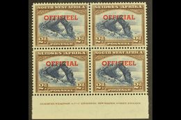 OFFICIAL 1951-2 2d TRANSPOSED OVERPRINTS In An Imprint Block Of Four, SG O26a, Top Pair Lightly Hinged, Lower Pair Never - Africa Del Sud-Ovest (1923-1990)