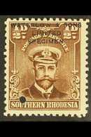 1924/9 ½d Admiral In Brown, Perf 12½, Printers Sample, Overprinted "Waterlow & Sons / Limited / Specimen" And Punched On - Southern Rhodesia (...-1964)