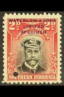1924/9 2d Admiral In Black And Carmine, Perf 12½, Printers Sample, Overprinted "Waterlow & Sons / Limited / Specimen" An - Southern Rhodesia (...-1964)