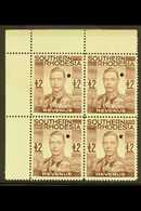 1937 £2 Brown, Geo VI, Revenue, Punched Proof, Perforated Top Left Corner Block Of 4 , Very Fine Mint. For More Images,  - Südrhodesien (...-1964)