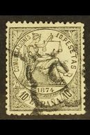 1874 10p Black "Justice" Allegory, SG 226,  Used With Neat Arana "5" Cancel Of Granada. Tiny Hinge Thinning Patch But Ve - Other & Unclassified