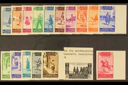 MOROCCO 1937 First Anniv. Of Civil War IMPERFORATE Set Complete Incl 20c Express Stamp, As SG 184/E200 (Edifil 169/185), - Altri & Non Classificati