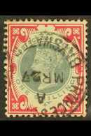 1900 1s Green And Carmine Jubilee, SG 214, Very Fine Used. Rather Scarce In This Condition. For More Images, Please Visi - Otros & Sin Clasificación