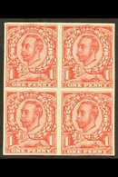 1912 1d Scarlet Wmk Multiple Cypher IMPERF BLOCK OF FOUR, SG 350a, Never Hinged Mint. Superb. For More Images, Please Vi - Non Classificati