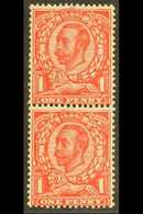 1912 VARIETY 1d Scarlet, Wmk Multiple Cypher, NO CROSS ON CROWN Variety In Vertical Pair, SG 350/350a, Never Hinged Mint - Unclassified