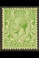 1913 ½d Bright Green, Wmk Multiple Royal Cypher, SG 397, Good Perfs, Never Hinged Mint. For More Images, Please Visit Ht - Non Classificati