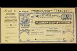 POSTAL ORDER 1935 Silver Jubilee 6d Postal Order With Full Counterfoil At Left, Two Security Punch Holes, "DORKING 9 MY  - Non Classés