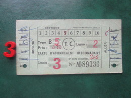 TICKETS Collection CARTE D'ABONNEMENT HEBDOMADAIRE De TRANSPORT Aller Et Retour: - Mundo