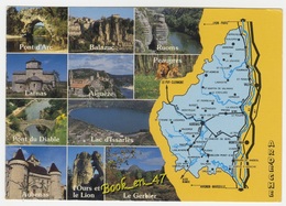 {79995} 07 Ardèche , Carte Et Multivues ; Pont D' Arc , Balazuc , Ruoms , Larnas , Aubenas , Peaugres , Aiguèze - Cartes Géographiques