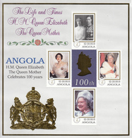 1999 Angola Queen Mother Miniature Sheet Of 4 MNH - Angola