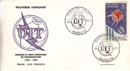 Oceanie - Polynesie Française - Lettre FDC De 1965 - Oblit Papeete - Espace - Satellites - U.I.T. - Valeur 175 Euros - Storia Postale