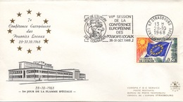 FRANCE Service  29 Conseil De L'Europe Strasbourg Parlement Européen Flamme Conférence Pouvoirs Publics 1968 - Lettres & Documents