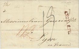 1833- Lettre De Londres Pour Lyon  Avec ANGL EST.   Rouge Taxe 13 D Pour Lyon - ...-1840 Precursori