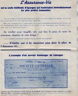 VP14.249 - LIMOGES 1943 - Dépliant Publicitaire De L'Assurance Vie ¨ L'UNION - VIE ¨ Mr Maurice PEZAUD Directeur - Bank En Verzekering