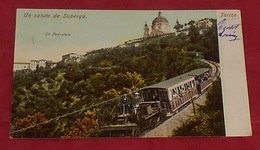 Torino - Un Saluto Da Superga - La Funicolare ::: Carte Litho - Chemin De Fer - Trains  -------------- 484 - Transports
