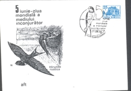 75104- BARN SWALLOW, BIRDS, SPECIAL COVER, 1994, ROMANIA - Schwalben