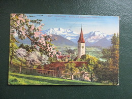 CPA SUISSE HILTERFINGEN KIRCHE MIT BLUEMLISALP - Hilterfingen